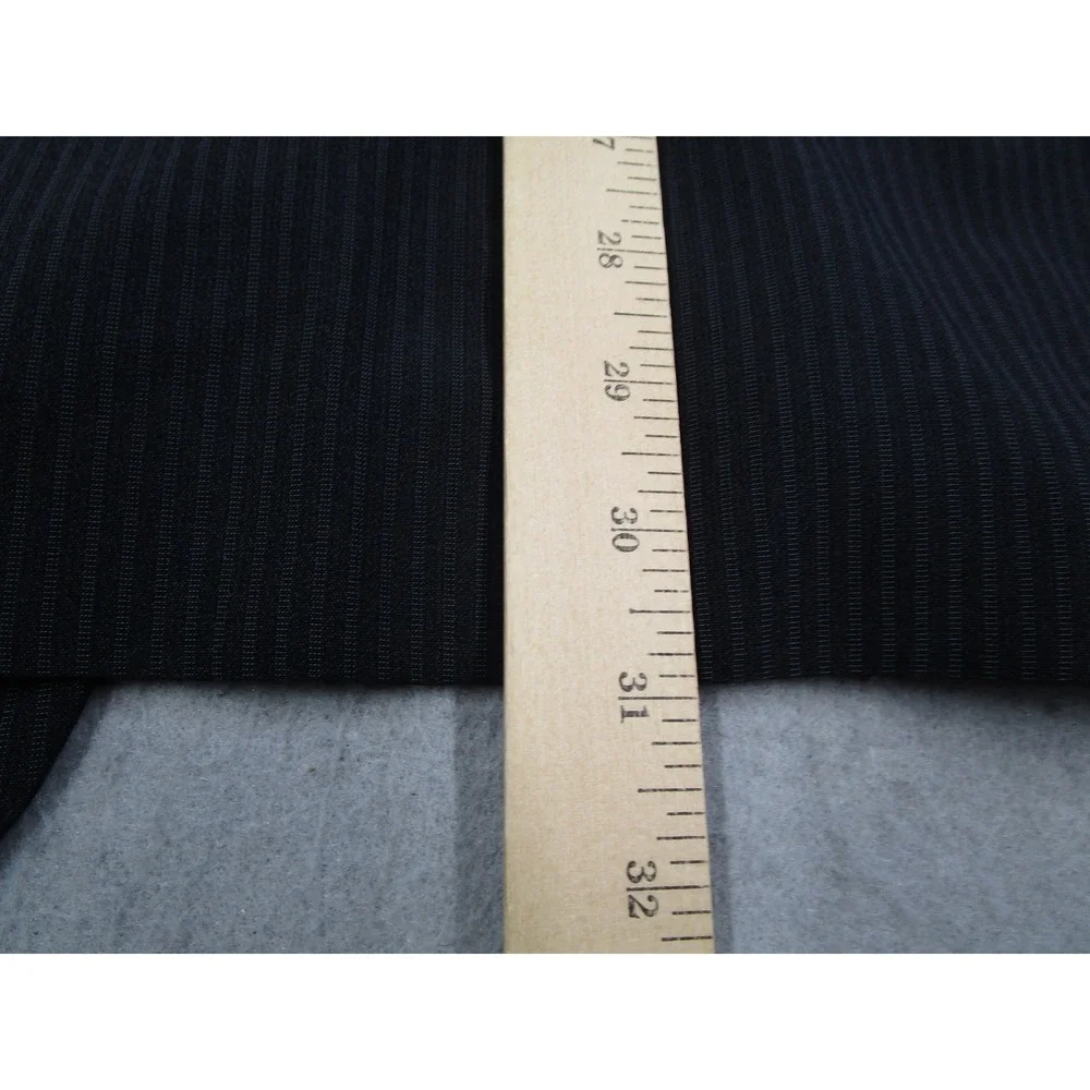 Armani Collezioni Mens Black Pinstripe Wool Silk Suit Made in Italy